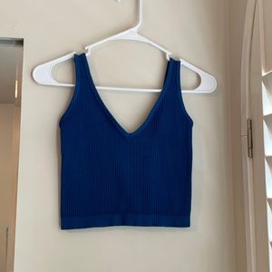 Free People Ribbed Solid Tank Top in Sky